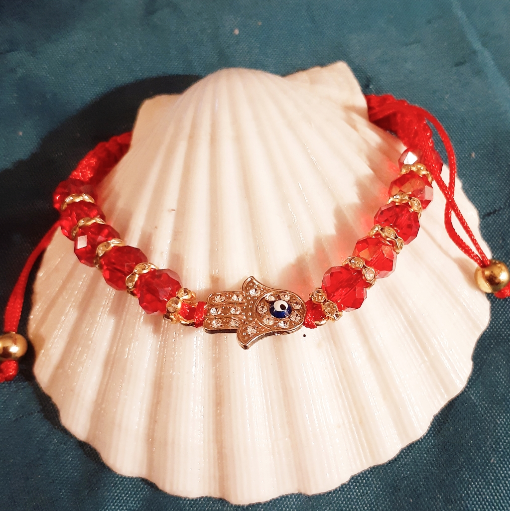 Red Evil Eye & Hamsadrawstring Bracelet